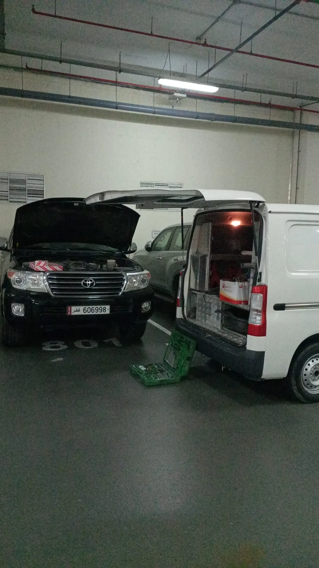 On The Go service van at night in Doha