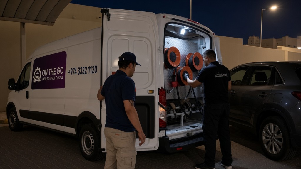 Night fuel delivery van in Qatar